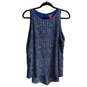 Vince Camuto Blue Pattern Sleeveless Blouse (Size M)